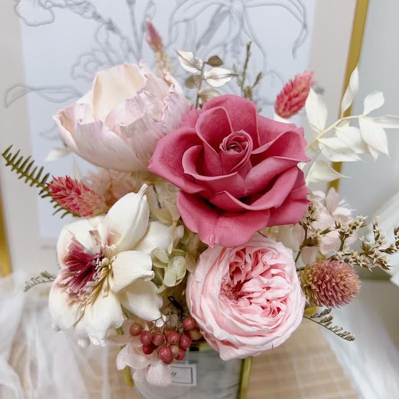 莫蘭迪色系 大理石桌花 永生花 乾燥花 開店禮 節日送禮