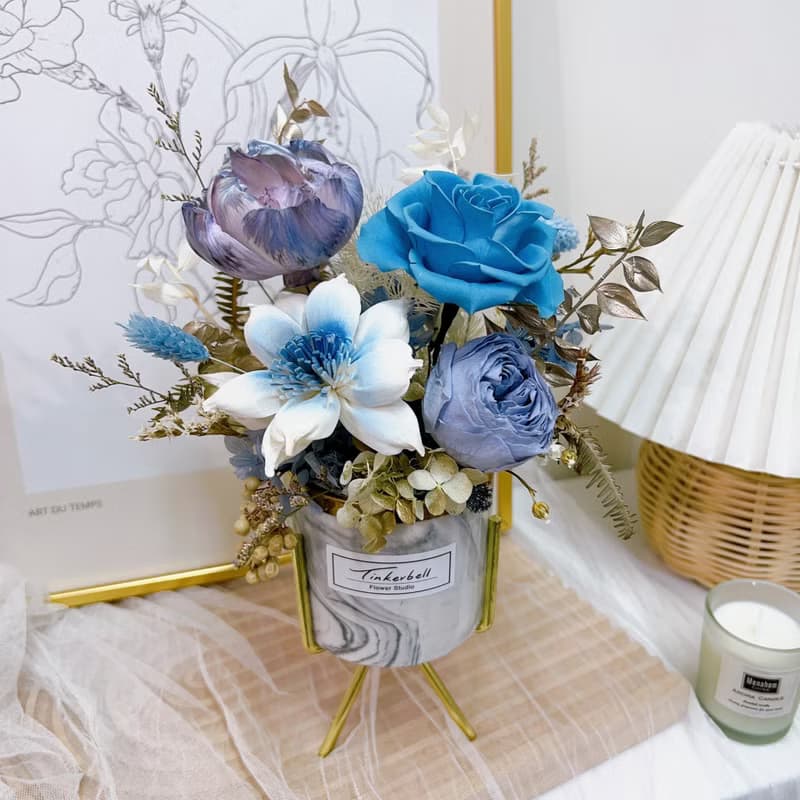 莫蘭迪色系 大理石桌花 永生花 乾燥花 開店禮 節日送禮