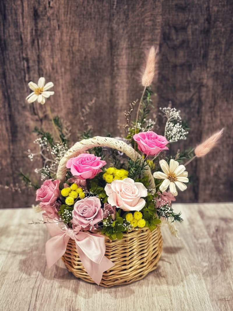 永生花花籃 乾燥花/開幕送禮/喬遷新居/母親節/升遷祝賀