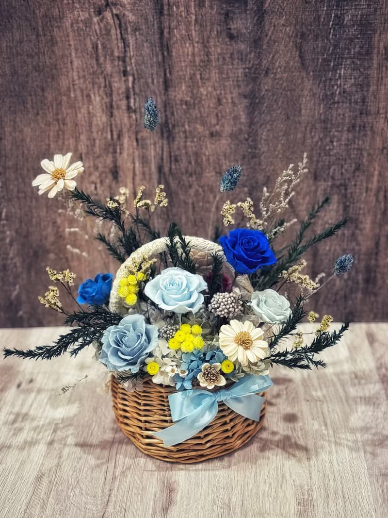 永生花花籃 乾燥花/開幕送禮/喬遷新居/母親節/升遷祝賀