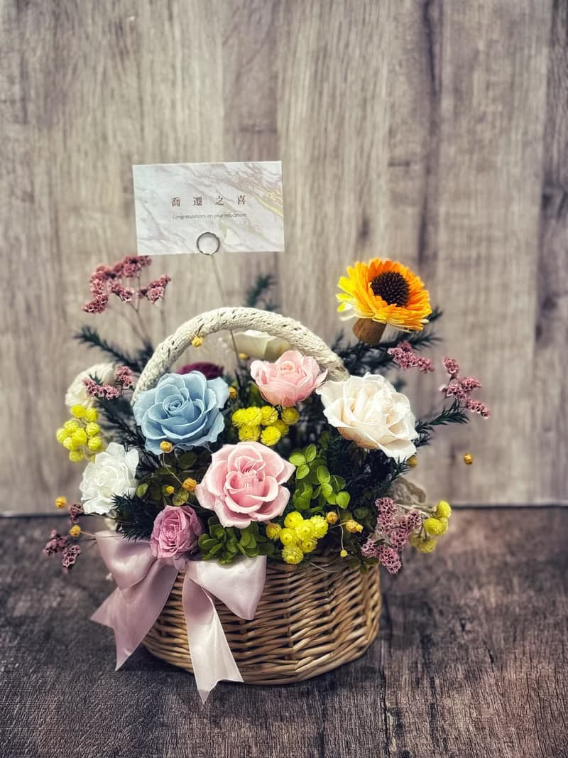 永生花花籃 乾燥花/開幕送禮/喬遷新居/母親節/升遷祝賀