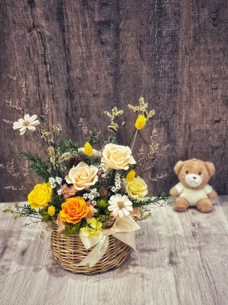 永生花花籃 乾燥花/開幕送禮/喬遷新居/母親節/升遷祝賀