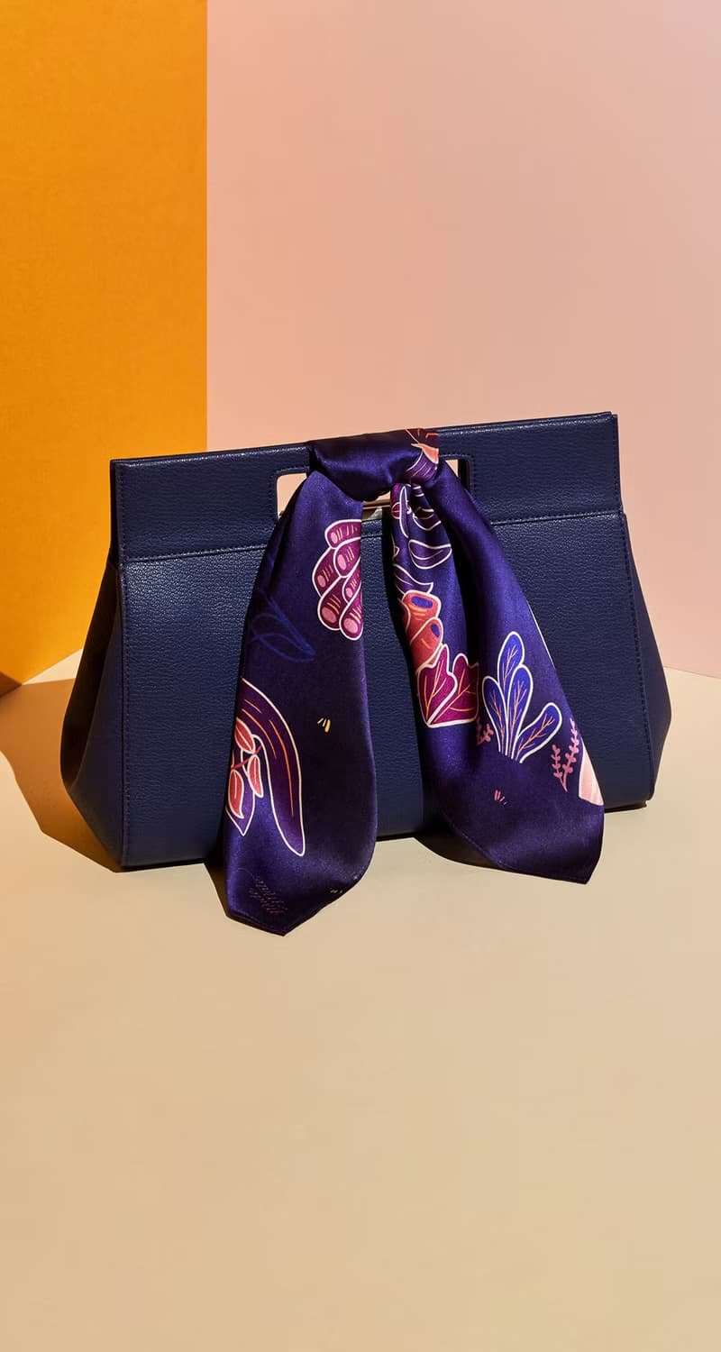 Heart of the Ocean Silk Satin Scarf (Purple), Pure Silk Satin, Square Scarf