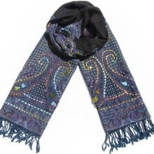 喀什米爾Cashmere/水煮羊毛披肩/針織圍巾/刺繡圍巾/羊絨披巾-花