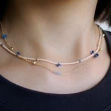 九月誕生石 項鍊 藍寶石 天然石 - 卡門 -