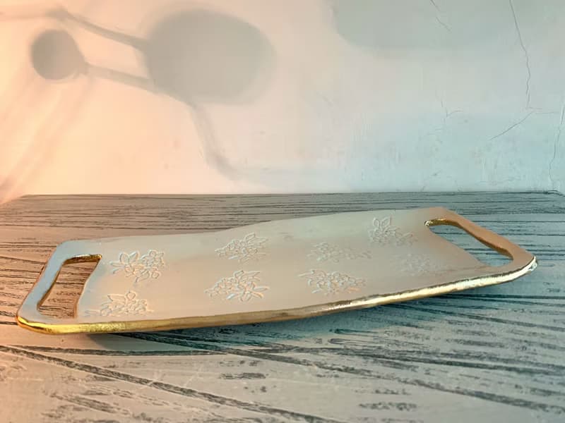 印花金邊麵包托盤_陶器餐盤