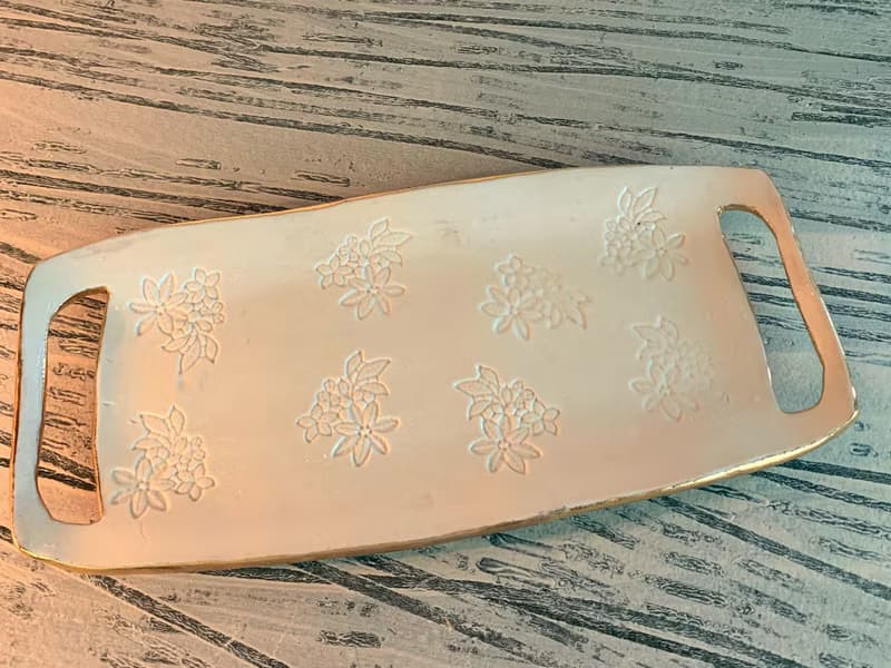 印花金邊麵包托盤_陶器餐盤