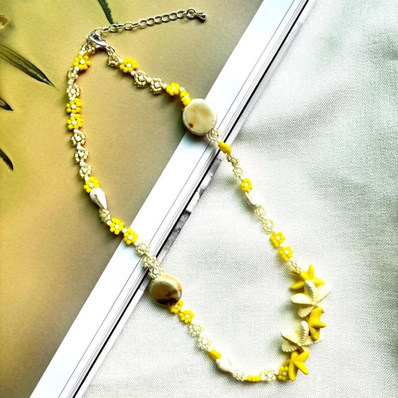 zi2.rennt串珠|Yellow Stars|鎖骨鏈 串珠項鍊 手作項鍊