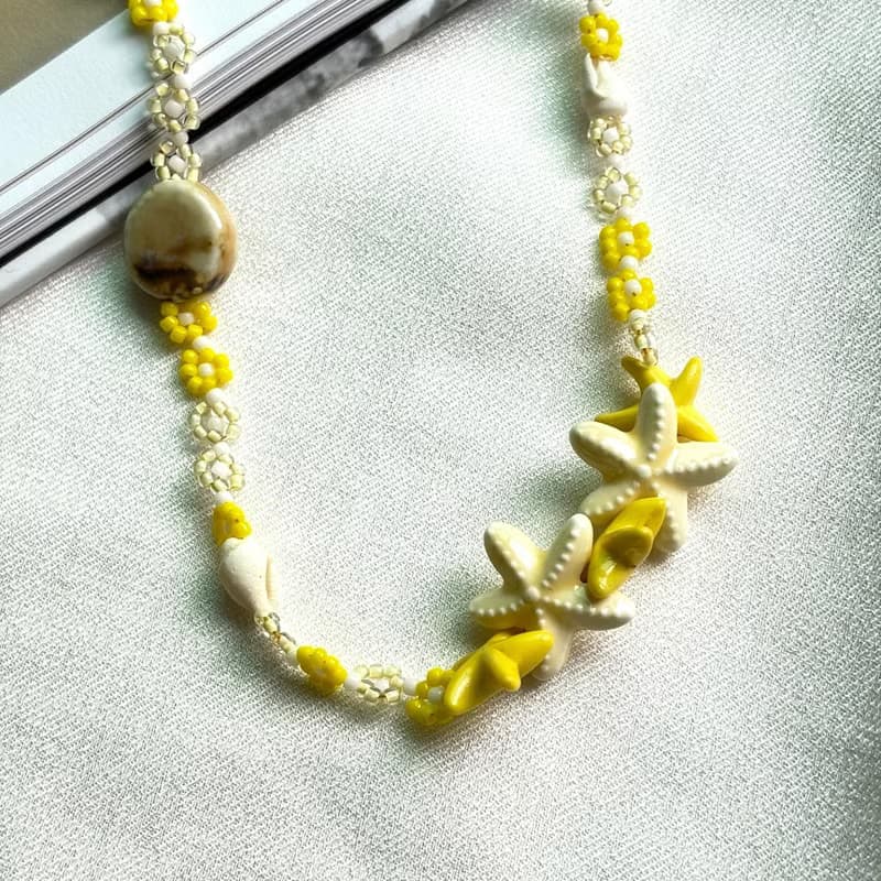 zi2.rennt串珠|Yellow Stars|鎖骨鏈 串珠項鍊 手作項鍊
