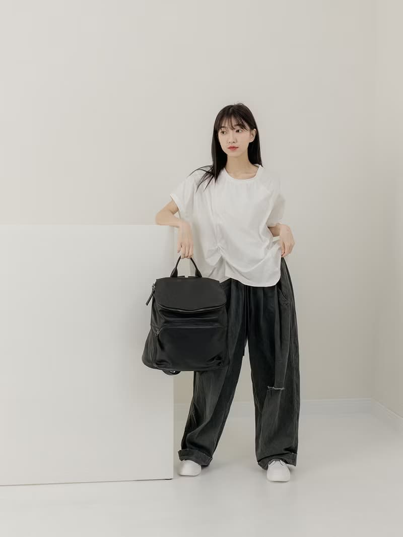 supportingrole 真皮簡約休閒都會後背包 黑