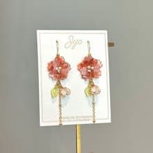 【桜 Sakura】- 山櫻系  手作樹脂水晶花耳環 無痛耳夾 uv飾品