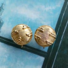 Vintage Jewelry 西洋古董飾品 BOUCHER 金色調 摩登 夾式耳環