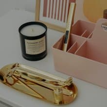 香氛蠟燭保養工具組 (金色) - 燭芯剪/滅燭罩/蠟燭鉤/托盤/點火器
