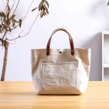 日系原創真皮帆布包女 單肩手提包簡約托特包