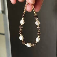 半島月光棕色貝殼珍珠手鍊 14kgf|質感|優雅|通勤|日常配戴