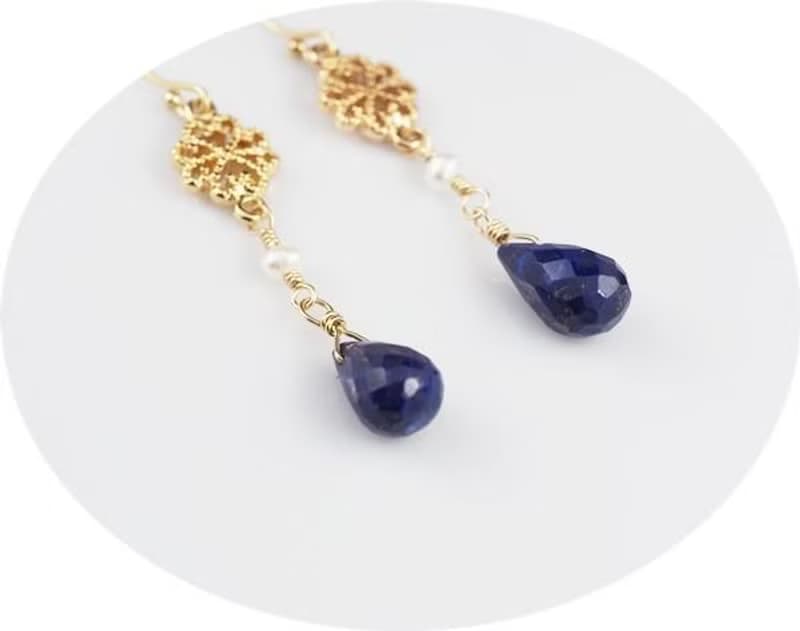 幸運成功運UP ラピスラズリと淡水パールのピアス 12月誕生石