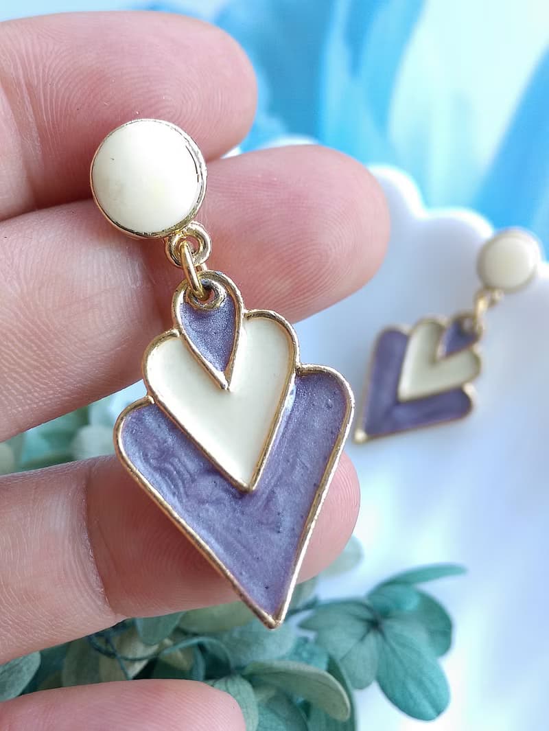 Vintage Jewelry 西洋古董飾品 復古 簡約 淺紫 垂墜 針式耳環