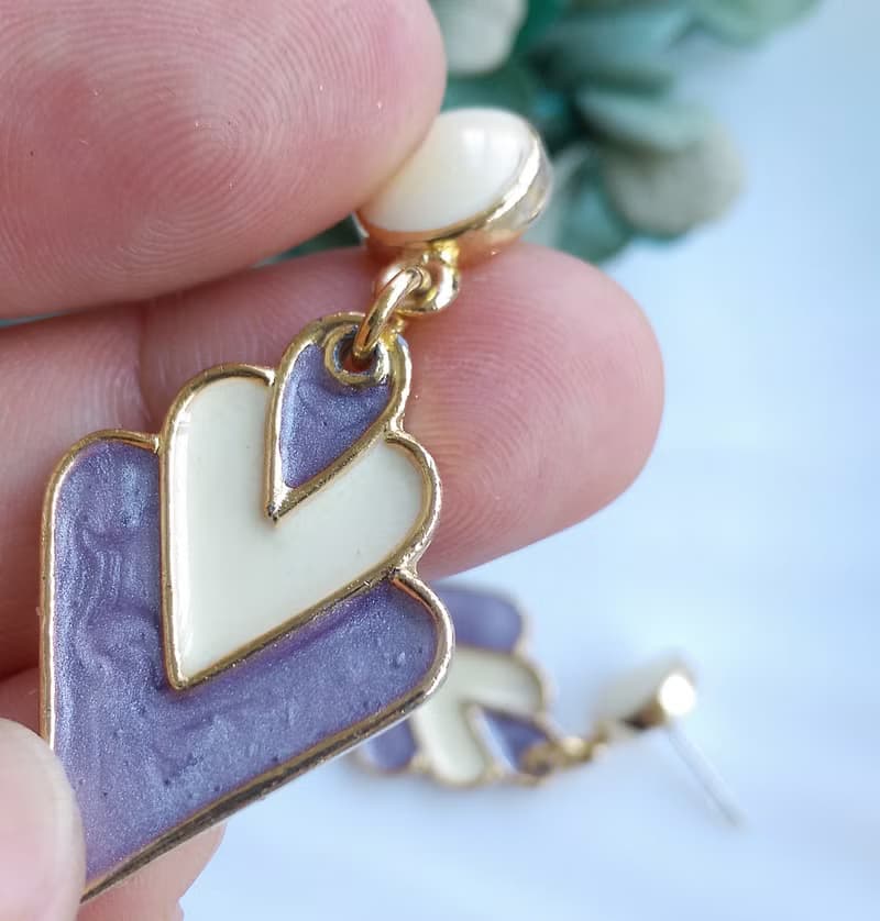 Vintage Jewelry 西洋古董飾品 復古 簡約 淺紫 垂墜 針式耳環