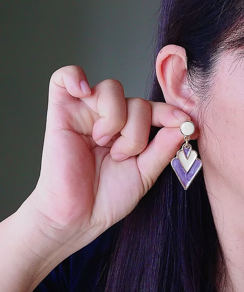 Vintage Jewelry 西洋古董飾品 復古 簡約 淺紫 垂墜 針式耳環