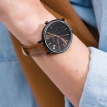 Hush Puppies 清新魅力皮革女錶(HP3876)- 黑x棕