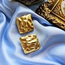啞光金殞紋夾式耳環/vintage美國西洋古董飾品