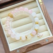 彌雅手作丨七秀 心鼓弦丨粉水晶手串原創設計