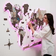 3D 世界地圖帶 LED 背光現代牆面裝飾 3D 牆面藝術 喬遷禮物