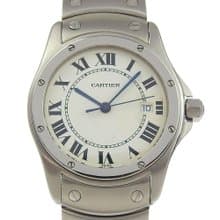 【日本直送】カルティエ CARTIER サントスクーガーMM 腕時計 W20027K1 SS クオーツ アナログ表示 ホワイト文字盤 ユニセックス【中古】