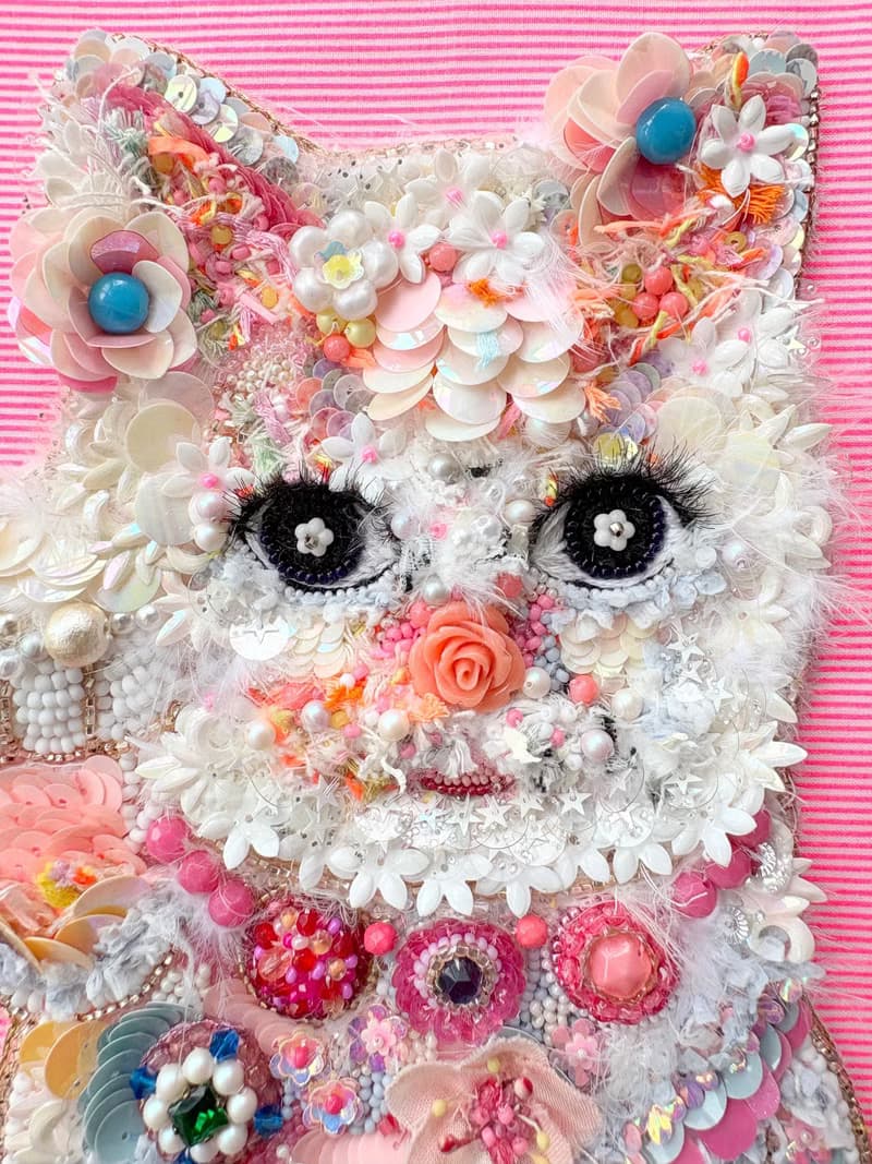 裱框的珠绣艺术　招財貓