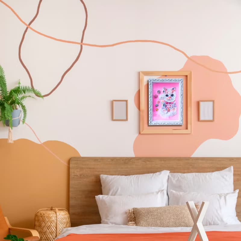 裱框的珠绣艺术　招財貓