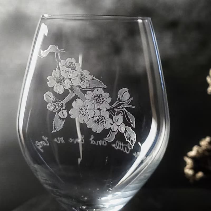 【婚賀櫻花對杯】客定手雕 紅酒對杯 手工雕圖/免費刻字