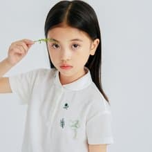【出清優惠】立領印花棉T  白/黃