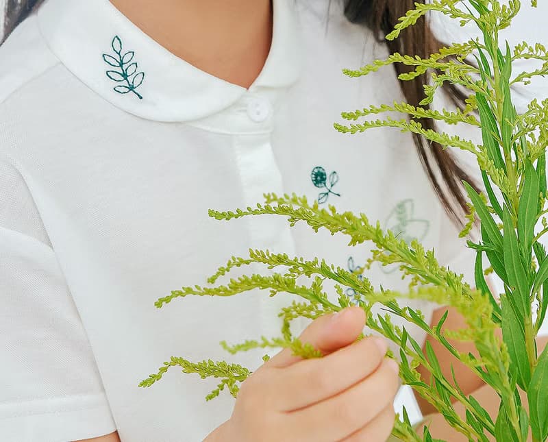 【出清優惠】立領印花棉T  白/黃