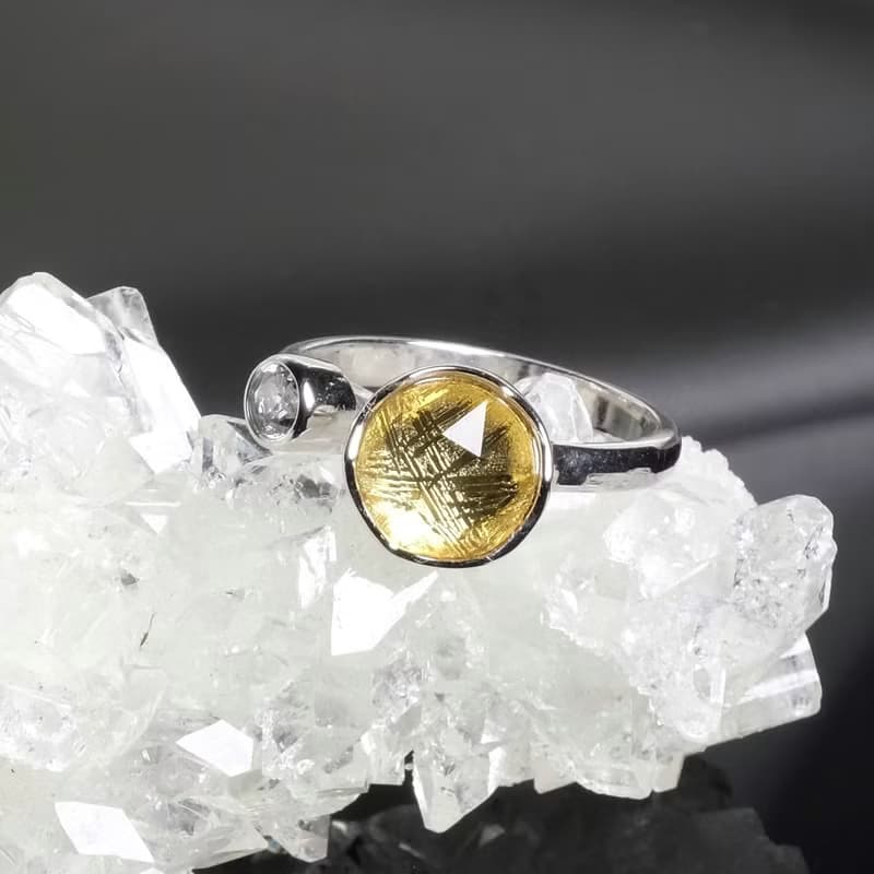 【無限】金色天鐵大衛星純銀水晶戒指 平安開運招財飾品 新年禮物