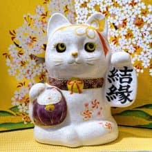 【桃色結緣】日本清水燒招財貓 | 達摩花結晶 - 桃 結緣