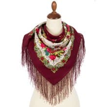 Authentic Pavlovo Posad Russian Shawl Scarf Soft 100% Wool 89x89 cm 1900-6