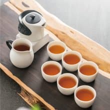 陸寶 東籬雅菊 淨墨牡丹 金點設計獎 1壺1海6杯 茶具組