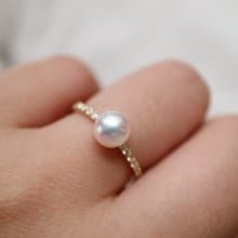 akoya珍珠戒指 天然鑽石戒指 婚戒 日本製 18k金鑲鑽 經典設計
