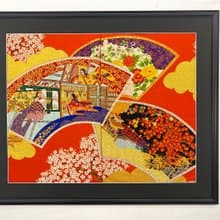 色打掛からつくるアートパネル　vintage 刺繍着物 和モダン 和風インテリア プレゼント 模様替え 縁起物 額装インテリア　61