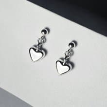 (925 Sterling Silver) Simple Heart Charm Earring
