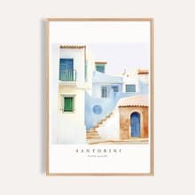 聖托里尼之晨 Santorini Morning / 旅行建築插畫海報 掛畫