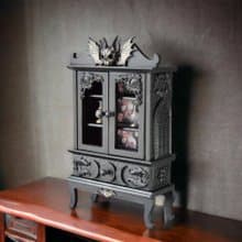 Gothic Black furniture The Occultist's Cabinet bat skull Apothecary Skeleton Box