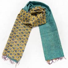 刺繡絲巾/絲綢刺繡圍巾/手縫紗麗線絲巾/印度絲綢刺繡圍巾-撞色風