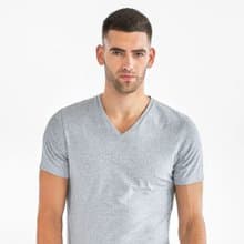 北歐極簡 - V-Neck 有機棉男用V領T / 素T /  T-shirt (灰)