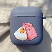 被迫依偎的火腿蛋 灰藍色磨砂軟殼 AirPods 耳機保護套 耳機殼
