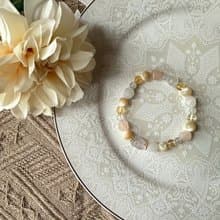 超七貔貅雪白米色系彈性手鍊