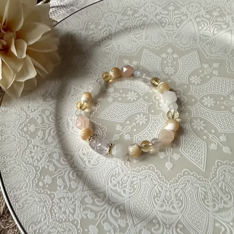 超七貔貅雪白米色系彈性手鍊