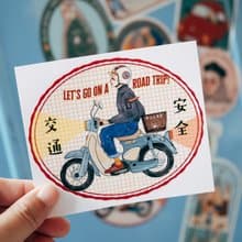 行車安全愛注意 防水貼紙 行李箱貼紙 安全帽貼紙 車貼