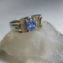 Natural Mens Blue Ceylon Sapphire Ring Sterling Silver 925 Handmade Ring Sirilan