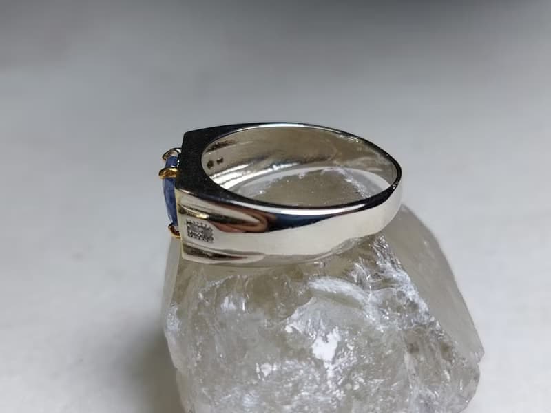 Natural Mens Blue Ceylon Sapphire Ring Sterling Silver 925 Handmade Ring Sirilan
